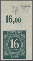 Alliierte Besetzung - Gemeinschaftsausgaben: 1946, 16 Pf Ziffer UNGEZÄHNT, Postf - Andere & Zonder Classificatie