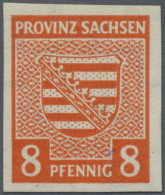 Sowjetische Zone - Provinz Sachsen: 1945, 8 Pf Gelblichrot Mit Dem Seltenen Wass - Other & Unclassified
