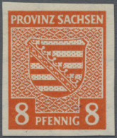 Sowjetische Zone - Provinz Sachsen: 1945, 8 Pf Gelblichrot Mit Dem Seltenen Wass - Altri & Non Classificati