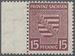 Sowjetische Zone - Provinz Sachsen: 1945, 15 Pf Wappen In Mittellilakarmin Mit F - Other & Unclassified