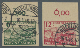 Sowjetische Zone - Provinz Sachsen: 1945, VERSUCHSDRUCKE 6 Und 12 Pfg Bodenrefor - Sonstige & Ohne Zuordnung