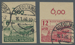 Sowjetische Zone - Provinz Sachsen: 1945, VERSUCHSDRUCKE 6 Und 12 Pfg Bodenrefor - Other & Unclassified