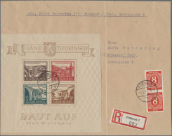 Sowjetische Zone - Thüringen: 1946 Brückenbau-Block Mit Der 12+68 Pf. In Dunkelr - Autres & Non Classés