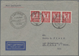 DDR: 1949, 30 Pf. Gewerkschaftsvereinigung Im Waagerechten Dreierstreifen Plus E - Storia Postale