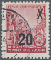 DDR: 1954, 20 Pfg Auf 24 Pfg, Gestempelter Überdruckwert Der DDR Dauerserie "Fün - Gebruikt