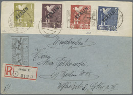 Berlin: 1948, Schwarzaufdruck, Kpl. Auf 5 Philatelistischen Briefen, Mit Luftbrü - Lettres & Documents