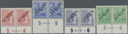 Berlin: 1948, Schwarzaufdruck, Vier Unterrandpaare Mit HAN: 30 Pfg. "6090.48 1", - Neufs