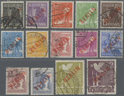 Berlin: 1949, Kompletter Satz Rotaufdruck, Gestempelter Bedarfssatz Mit üblicher - Used Stamps