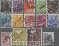 Berlin: 1949, Rotaufdruck 2 Pfg. Bis 2 DM, Komplette Serie, Sauber Rundgestempel - Gebraucht