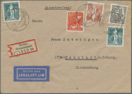 Berlin: 1949, 8 Pf Rotaufdruck In MiF Mit Zweimal 16 Pf, Einmal 24 Pf UPU Sowie - Lettres & Documents