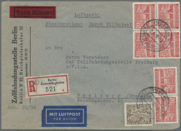 Berlin: 1951/1956, Zwei Luftpost-Eilboten-Einschreiben-Briefe (Inland/Ausland): - Storia Postale