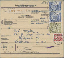 Berlin: 1949, Senkrechtes Paar Des Höchstwertes 5 DM Berliner Bauten Mit 1 DM Un - Storia Postale