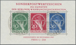 Berlin: 1949, Währungsgeschädigten-Block Mit Ersttags-Sonderstempel, Foto-Attest - Used Stamps