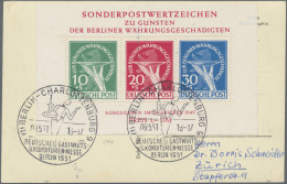 Berlin: 1949/1951, Währungsgeschädigtenblock Auf Echtphoto-Postkarte Von Der "De - Cartas & Documentos