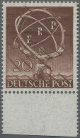 Berlin: 1950, 20 Pfg. ERP Im Postfrischen, Gezähnten Probedruck Vom Unterrand, A - Unused Stamps