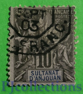 S242- SULTANAT D'ANJOUAN - COMOROS 1892 10c USATO - USED - Oblitérés