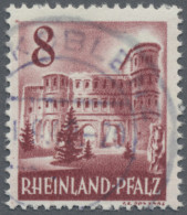 Französische Zone - Rheinland Pfalz: 1949, Freimarke 8 Pf 'Porta Nigra' Karminbr - Other & Unclassified