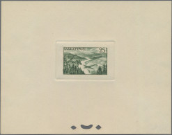 Saarland (1947/56): 1948, 25 Fr Flugpost Grün Als Künstlerblock, Auf Ungummierte - Unused Stamps