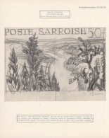 Saarland (1947/56): 1948, 50 Fr Flugpost Als Handgezeichneter Original-Entwurf U - Ongebruikt
