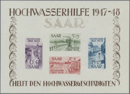 Saarland (1947/56): 1948, Hochwasser-Blockpaar Postfrisch, Bl. 1 Signiert Ney(BP - Unused Stamps