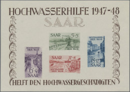 Saarland (1947/56): 1948, Block "Hochwasserhilfe" Mit Der Seltenen Abart "Mi.Nr. - Ungebraucht