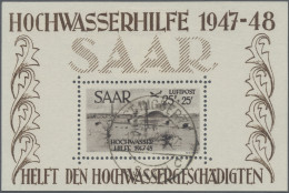 Saarland (1947/56): 1948, Block Hochwasserhilfe 25 F, Sauber Rundgestempelt, Sig - Usados