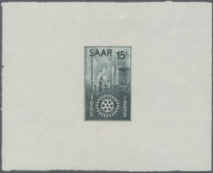 Saarland (1947/56): 1955, 15 Fr. Rotary-Club, Geschnittener Stichtiefdruck-Probe - Unused Stamps