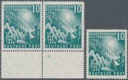 Bundesrepublik Deutschland: 1949, Bundestag 10(Pf), Waagerechtes Unterrandpaar, - Neufs