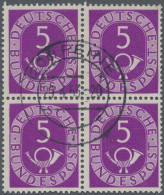 Bundesrepublik Deutschland: 1951 Posthorn 5 Pf. Im Viererblock, Dabei Untere Lin - Gebraucht