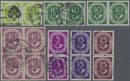 Bundesrepublik Deutschland: 1951, Posthorn 40 Pfg, Gestempelter Viererblock, übl - Used Stamps