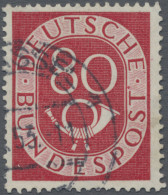 Bundesrepublik Deutschland: 1951, Posthorn 80 Pfg Mit Plattenfehler "Fleck Schrä - Oblitérés