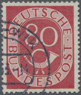 Bundesrepublik Deutschland: 1951, Posthorn 80 Pfg. Mit Plattenfehler "Striche Im - Used Stamps