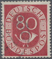Bundesrepublik Deutschland: 1951, Posthorn 80 Pfg. Mit Plattenfehler "roter Stri - Used Stamps