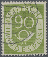 Bundesrepublik Deutschland: 1951, Posthorn 90 Pfg. Mit Plattenfehler "zwei Grüne - Usati