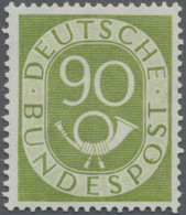 Bundesrepublik Deutschland: 1951, Posthorn 90(Pf) Mit Plattenfehler Grüner Stric - Nuevos