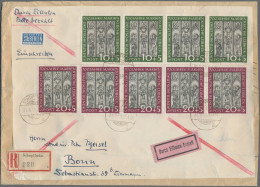 Bundesrepublik Deutschland: 1951, Marienkirche 10 Und 5 Pf (4 Mal) Sowie 20 Und - Storia Postale