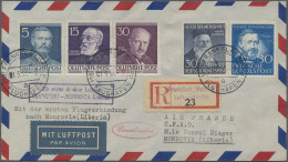 Bundesrepublik Deutschland: 1953, Attraktive Frankatur Auf R-Erstflugbrief Ab "F - Storia Postale