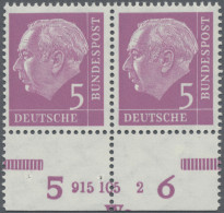 Bundesrepublik Deutschland: 1954, 5 Pfennig Heuss, Waagerechtes Unterrandpaar Mi - Unused Stamps