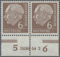 Bundesrepublik Deutschland: 1954, 6 Pf Heuss I Im Waagerechten Paar Vom Unterran - Unused Stamps