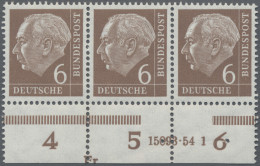 Bundesrepublik Deutschland: 1954, 6 Pf Heuss I Im Waagerechten Dreierstreifen Vo - Unused Stamps