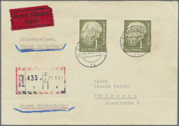 Bundesrepublik Deutschland: 1962, 1 DM Heuss (I), Zwei Einzelwerte Auf Fern-Brie - Briefe U. Dokumente