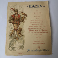 Menu 2 Janvier 1887 / Monsieur Eugene Delattre? 13.5 X 17 Cm - Menus