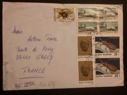 LETTRE Par Avion Pour La FRANCE TP AVION 500 BLOC De 4+CLIVINA SUBTERRANEA 29 X2+TRICHIUS FASCIATUS 1000+IONESCU 500 X2 - Storia Postale