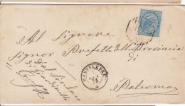 1877 10 C. SU BUSTA DOPPIO ANN. NUM. + D.C. DA MONTELEPRE A PALERMO 4 - Storia Postale