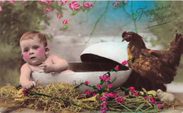 FÊTES ET VOEUX - Pâques - Un Bébé Dans Une Coquille D'œuf - Colorisé - Carte Postale Ancienne - Easter