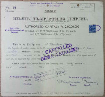 INDIA 1962 NILGIRI PLANTATIONS LIMITED.....SHARE CERTIFICATE - Agricoltura