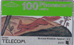 UK - British Wildlife Appeal 3/Red Squirell(BTC028), CN : 066E, Used - BT Emissioni Commemorative