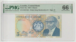 Banknote PMG Lesotho Central Bank 5 Maloti Pick# 10a 1989  EPQ: Gem UNC-66 - Lesotho