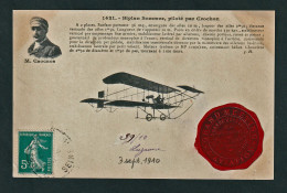 FRANCE (Aviation) Biplan Sommer Piloté Par Crochon. Belle Carte Obl Ste Adresse Le 03/09/1910 + ...... - Luchtvaart