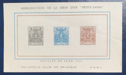 België, Reproductie In Originele Kleuren 'Kleine Leeuw', Philatelic-Club De Belgique - Ensayos & Reimpresiones